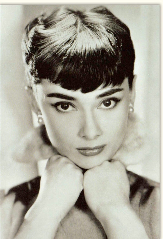 Elegante Blankokarte für Geburtstag, Einladung & Beileid – Vintage Filmstar Portrait in Schwarz - Weiß, Retro Schauspielerin Diva