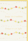 Elegante Weihnachtskarte mit Goldfolien-Sternen und Blindprägung auf Naturkarton für stilvolle Festtagsgrüße und Neujahrswünsche