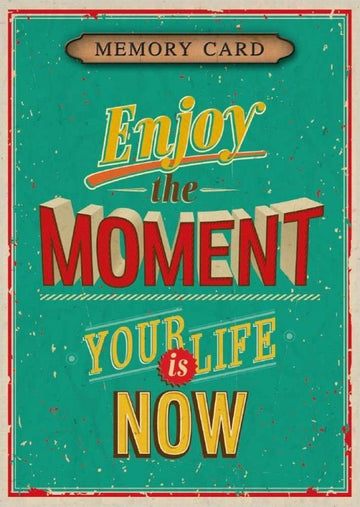 Englische Postkarte: Genieße den Augenblick mit inspirierendem Spruch