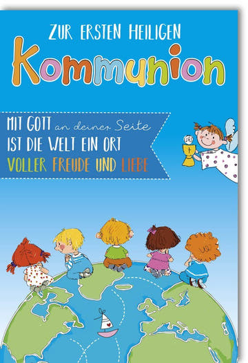 Erstkommunion Karte für Kinder - Segenswünsche zur Heiligen Kommunion, Liebevolle Motive und Christliche Festlichkeit
