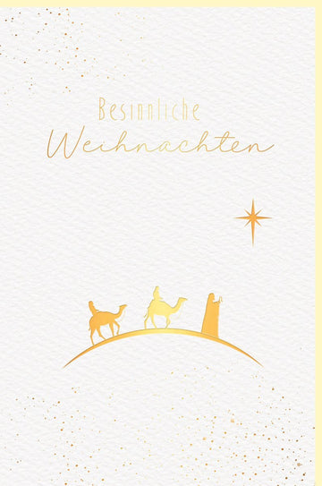 Festliche Weihnachtskarte - Elegante Grüße auf Naturkarton mit Goldakzenten für Familie und Freunde in Creme & Gold
