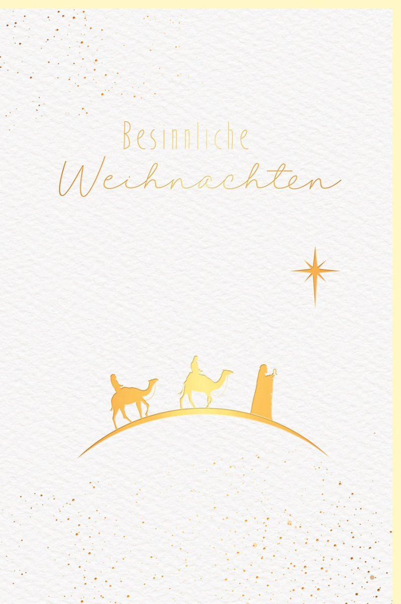 Festliche Weihnachtskarte - Elegante Grüße auf Naturkarton mit Goldakzenten für Familie und Freunde in Creme & Gold