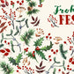 Festliche Weihnachtskarte mit Bäumen und Blumen - Frohes Fest Grüße