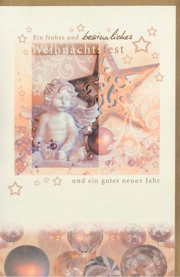 Festliche Weihnachtskarte mit goldenem Kuvert für besinnliche Grüße