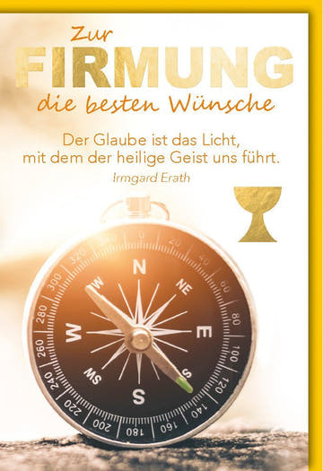Firmungskarte - Heiliger Geist & Kompass, Licht & Kelch Design, Spirituelle Gratulation zur Kirchlichen Feier