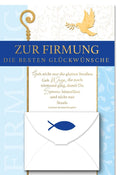 Firmungskarte mit Geldfach, Taube & Folienprägung, Zitat von Saint-Exupéry – Feier des Glaubens