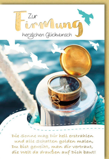 Firmungskarte Segelboot & Kompass - Maritime Grüße für Glauben, Hoffnung und spirituelle Orientierung
