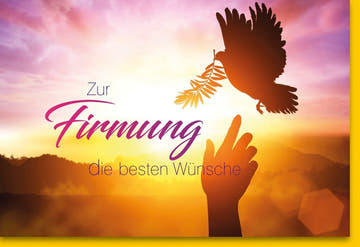 Firmungskarte - Spirituelle Karte mit Taube & Sonnenuntergang, Segenswünsche zur Glaubensfeier, Ideal für Konfirmation & Jugendweihe