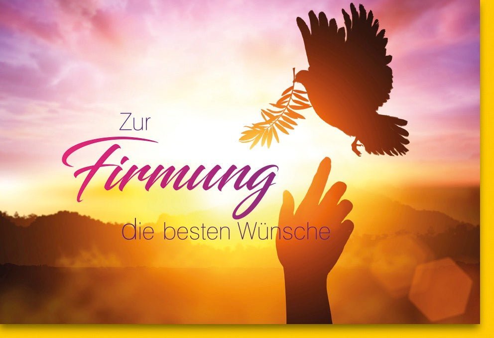 Firmungskarte - Spirituelle Karte mit Taube & Sonnenuntergang, Segenswünsche zur Glaubensfeier, Ideal für Konfirmation & Jugendweihe