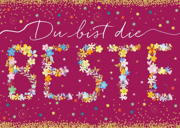 Freundschafts - Postkarte "Du Bist Die Beste" mit edler Folienprägung