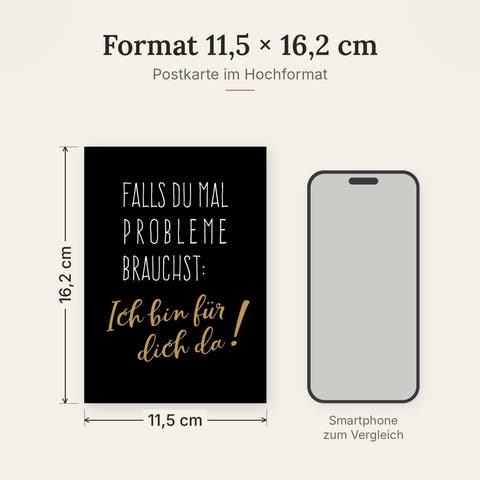 Freundschaftskarte Ich bin für dich da stilvolle Postkarte schwarz gold Aufmunterung Unterstützung Freundschaft Geschenk Karte