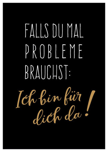 Freundschaftskarte Ich bin für dich da stilvolle Postkarte schwarz gold Aufmunterung Unterstützung Freundschaft Geschenk Karte