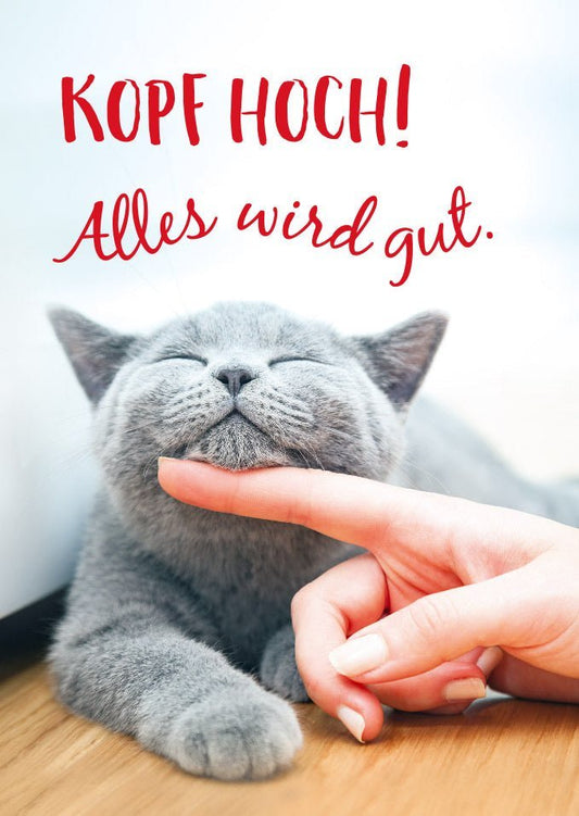 Freundschaftskarte mit Spruch: Kopf hoch, alles wird gut - Tierpostkarte für besondere Momente