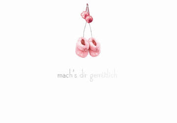 Freundschaftskarte: Puschel - Hausschuhe - Mach's Dir gemütlich und zeige deine Zuneigung