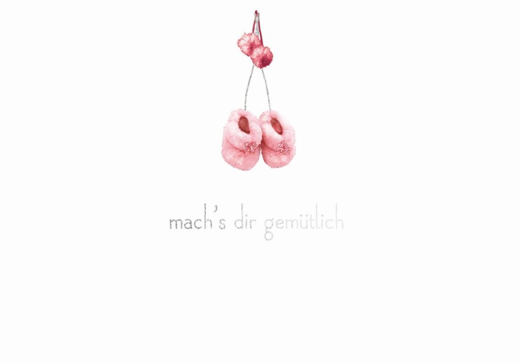 Freundschaftskarte: Puschel - Hausschuhe - Mach's Dir gemütlich und zeige deine Zuneigung