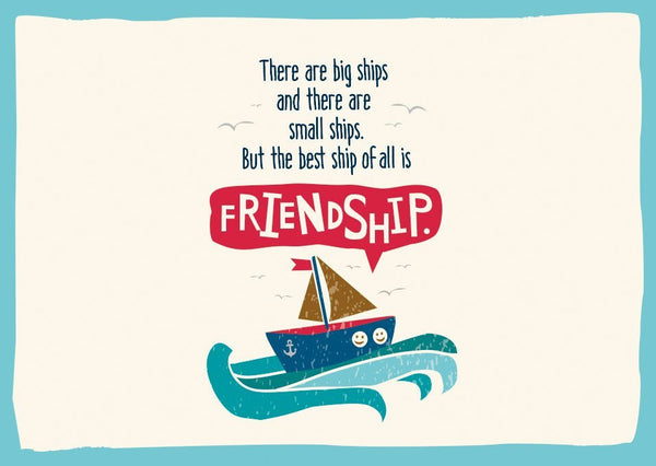 Freundschaftspostkarte: Maritimes Design mit Segelboot und Möwen – Perfekt für Geburtstage oder als liebevolle Geste