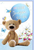 Geburtskarte für Jungen: Blaue Teddybär Babykarte zur Geburt, Glückwunsch & Gruß zum Babyglück