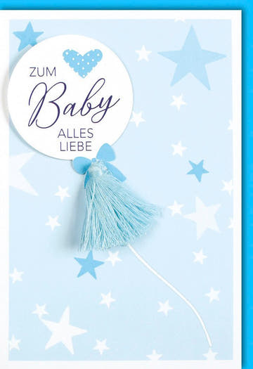 Geburtskarte für Jungen - Glückwunschkarte mit blauen Sternen und Folienprägung, Perfekt für Neugeborene, Eltern und Großeltern