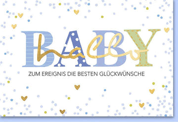 Geburtskarte für Jungen - "Hallo Baby" in Blau, Willkommensgruß zur Geburt für Eltern und Freunde