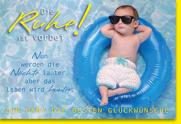 Geburtskarte für Jungen - Humorvolle Glückwünsche zur Geburt, Blaue Babyparty Grußkarte "Willkommen Neues Leben"