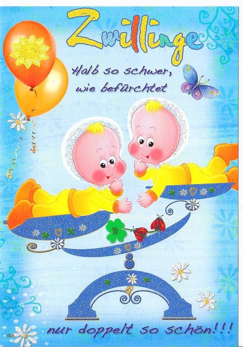 Geburtskarte für Zwillinge - Blaue Glückwünsche zur Geburt von Jungen