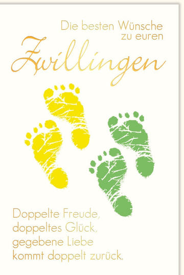 Geburtskarte für Zwillinge - Herzliche Glückwünsche zur Geburt von Neugeborenen Geschwistern