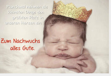 Geburtskarte - Herzlichen Glückwunsch zur Geburt mit Glitzerkrone, Elegante Karte für Neugeborene, Inklusive Umschlag