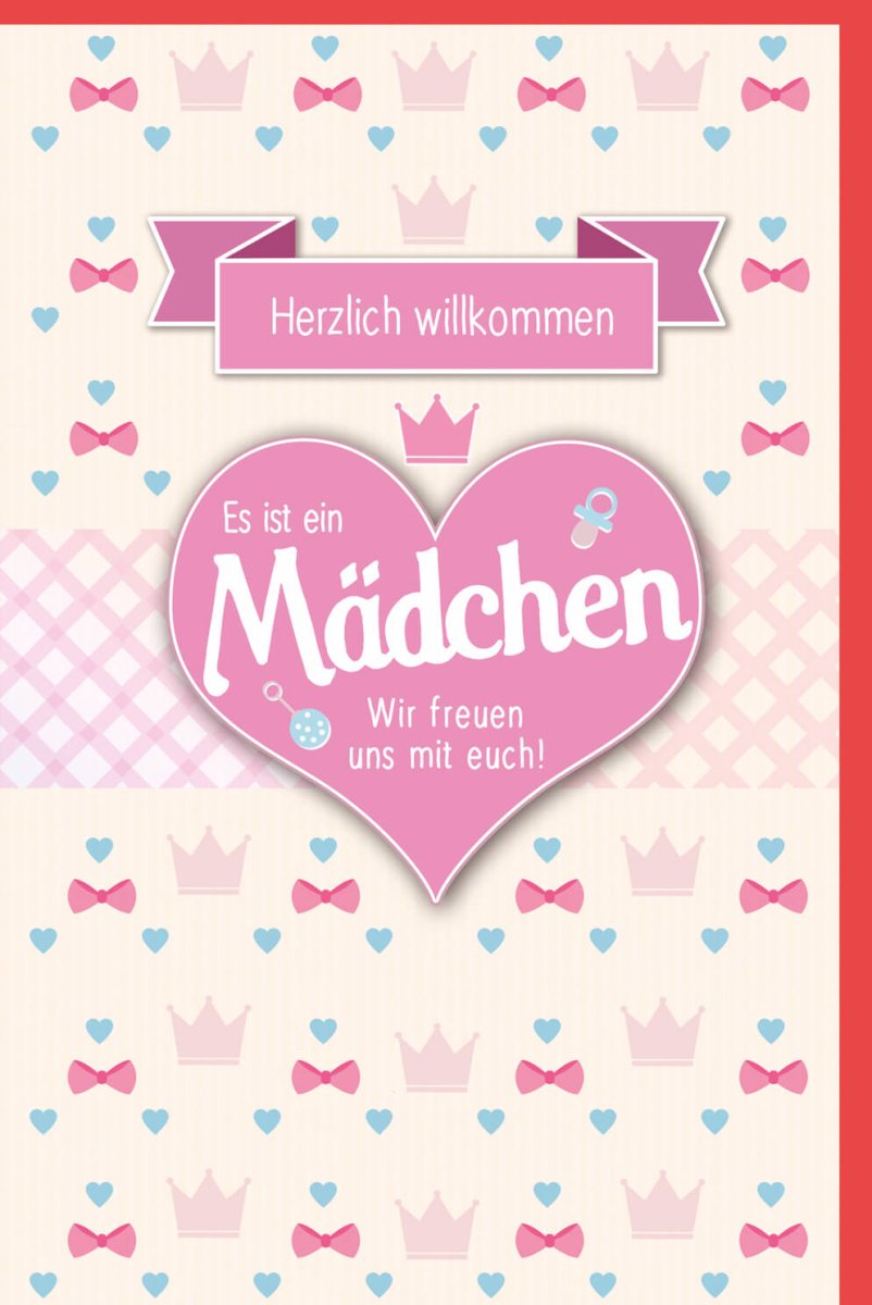 Geburtskarte Mädchen - Willkommen Kleine Prinzessin, Rosa Krone, Glückwünsche zur Geburt