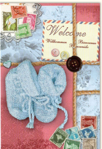 Geburtskarte "Welcome Neugeboren" - Charmante Glückwunschkarte mit Babyschuhe - Motiv für Jungen & Mädchen
