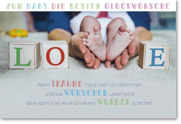 Geburtskarte - Zarte Babyfüße Grußkarte für Neugeborene, Babyparty & Glückwünsche zur Geburt