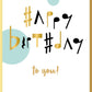Geburtstag Postkarte modern mit Goldfolie und abstraktem Schriftzug Happy Birthday, stilvolle Postkarte für Geburtstagsgrüße