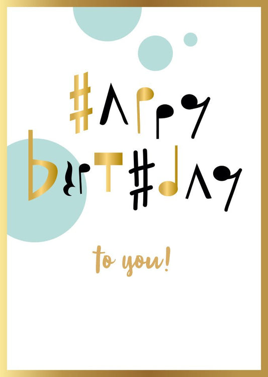 Geburtstag Postkarte modern mit Goldfolie und abstraktem Schriftzug Happy Birthday, stilvolle Postkarte für Geburtstagsgrüße