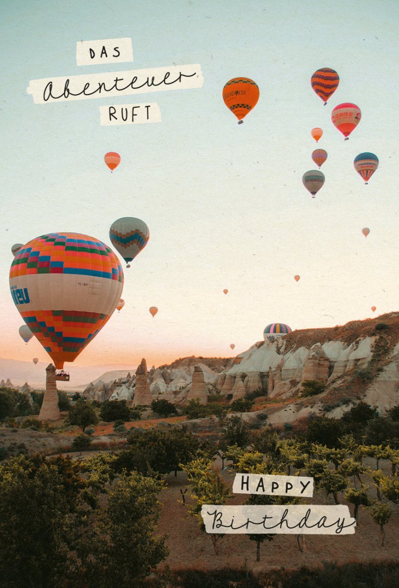 Geburtstagsgrußkarte Heißluftballons aus Zuckerrohrpapier