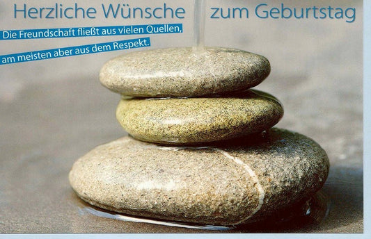 Geburtstagsgrußkarte mit inspirierendem Steinspruch über Freundschaft