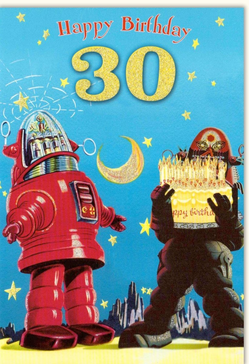 Geburtstagskarte 30 Jahre - Astronauten - Abenteuer mit Glitzersternen, Mond & Rakete, Kreatives Geschenk für Weltraumfans
