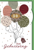 Geburtstagskarte mit Drehrad (20-99 Jahre) – Bunte Ballons mit Muster und 