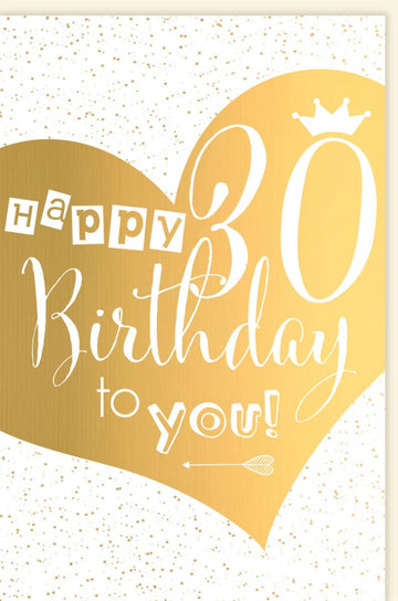 Geburtstagskarte 30 Jahre - Stilvolle Herz - und Golddetails, Festliche Glückwünsche