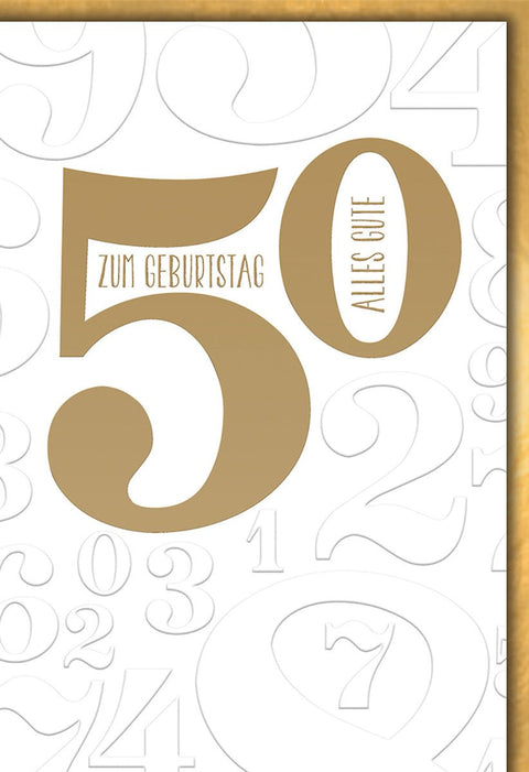 Geburtstagskarte 50 Jahre Geschäftlich – Goldene 50 mit stilvollem Zahlendesign
