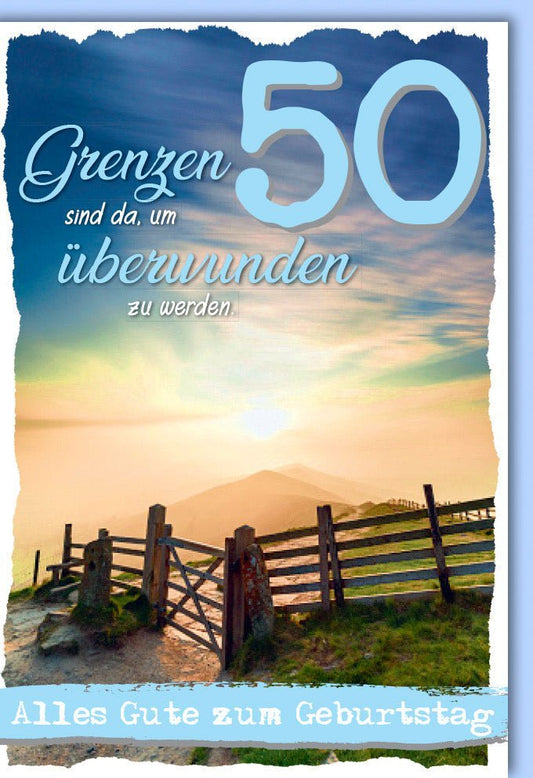 Geburtstagskarte 50 Jahre - Inspirierende Reise, Gebirgslandschaft zum Jubiläum & Feier