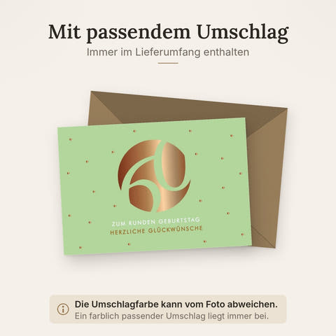 Geburtstagskarte 60 Jahre edle Doppelkarte mit goldener Prägung und modernem Design zum runden Geburtstag herzliche Glückwünsche