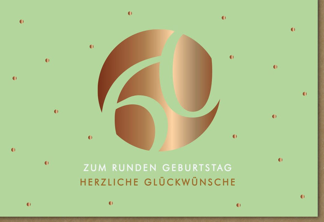 Geburtstagskarte 60 Jahre edle Doppelkarte mit goldener Prägung und modernem Design zum runden Geburtstag herzliche Glückwünsche