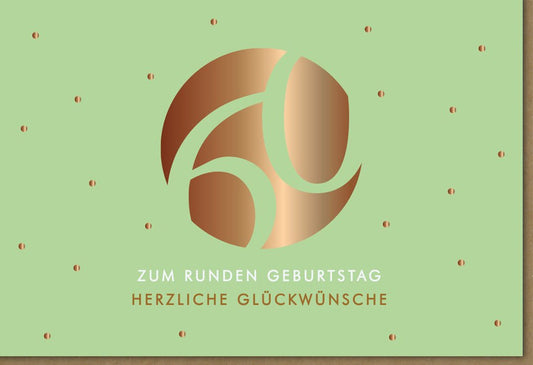 Geburtstagskarte 60 Jahre edle Doppelkarte mit goldener Prägung und modernem Design zum runden Geburtstag herzliche Glückwünsche