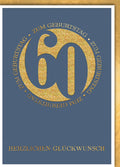 Geburtstagskarte 60 Jahre Geschäftlich – Goldene 60 auf Blau mit Eleganz