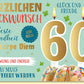 Geburtstagskarte 60 Jahre mit Kerzen und Torte Herzlichen Glückwunsch Gesundheit und Freude farbenfroh für runden Geburtstag
