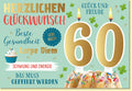 Geburtstagskarte 60 Jahre mit Kerzen und Torte Herzlichen Glückwunsch Gesundheit und Freude farbenfroh für runden Geburtstag
