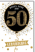 Geburtstagskarte 60 Jahre – Schwarzer Ballon mit Wortwolke und goldenen Akzenten