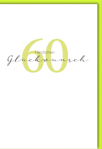 Geburtstagskarte 60 Jahre stilvoll modern Doppelkarte mit Umschlag elegantes Design Herzlichen Glückwunsch runder Geburtstag
