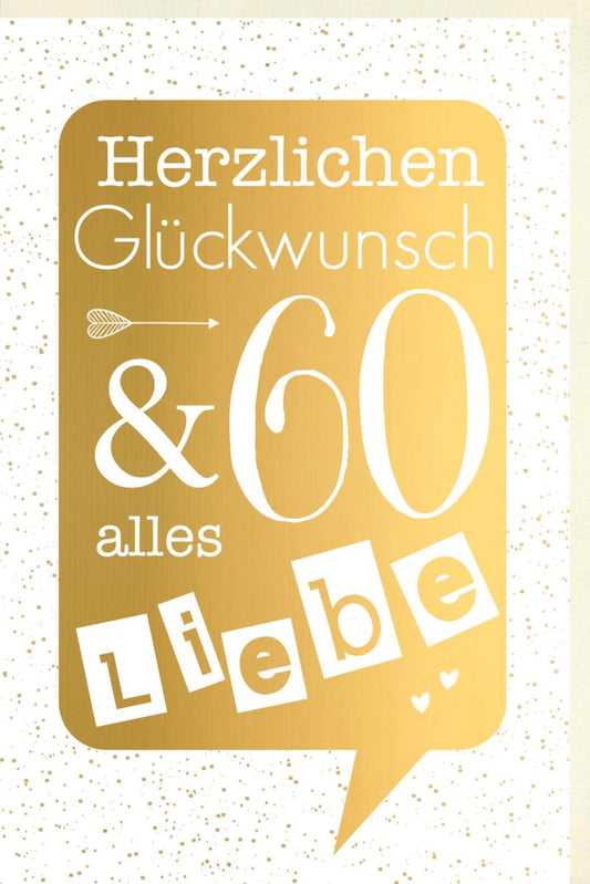 Geburtstagskarte 60 Jahre: Stilvolle Glückwunschkarte mit goldenem Schriftzug für Jubiläum & Feier