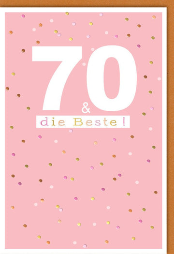 Geburtstagskarte 70 Jahre Frau - Stilvolles Rosa Gold Konfetti Design für Oma & Mutter Jubiläum