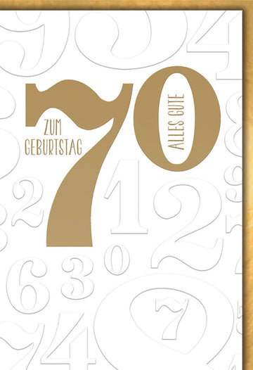 Geburtstagskarte 70 Jahre – Goldene 70 mit Zahlenmuster und elegantem Rand
